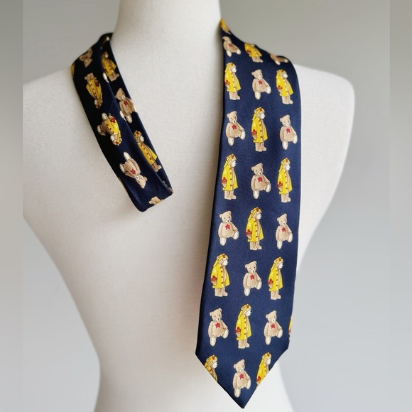 JOHN COMFORT Navy Silk Teddy Bear Tie - Picture 2 of 4